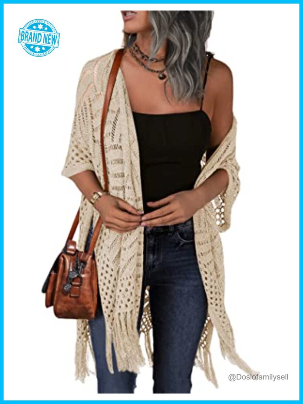 HOTOUCH Womens Knit Cardigan Hollow Out Crochet Lightweight Kimono Sweater